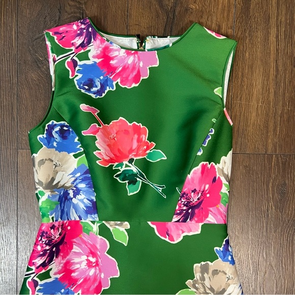 Kate Spade In Full Bloom Green Floral A-Line Shift Dress SZ 0 - Picture 2 of 5